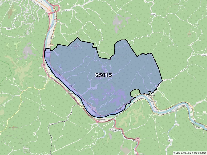Map of Belle, West Virginia and ZIP codes