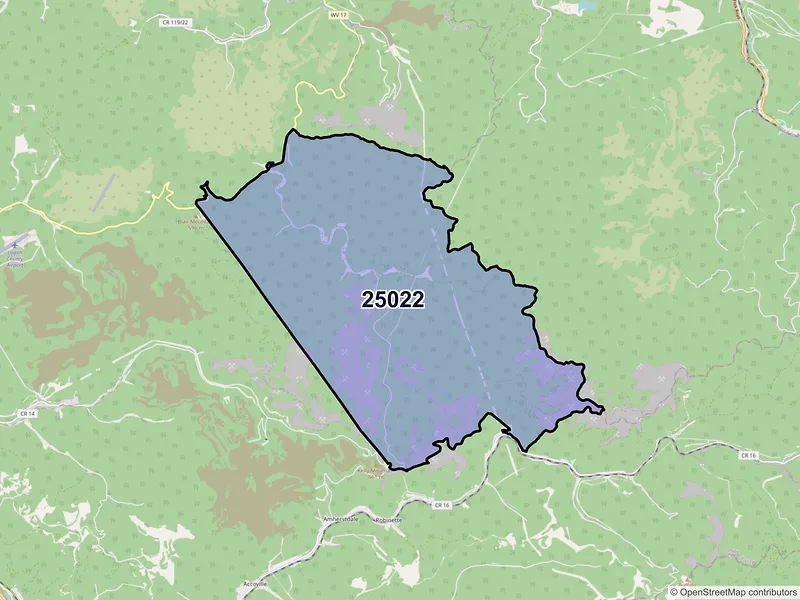 Map of Blair, West Virginia and ZIP codes