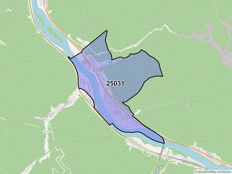 Map of Boomer, West Virginia and ZIP codes
