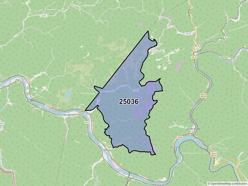 Map of Cannelton, West Virginia and ZIP codes