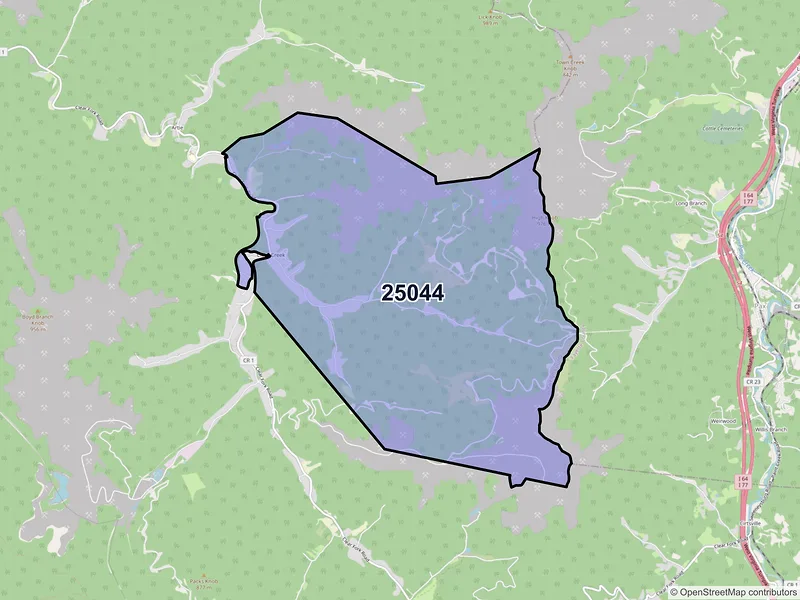 Map of Clear Creek, West Virginia and ZIP codes