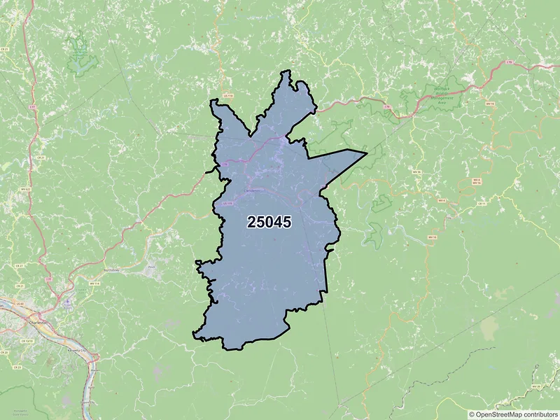 Map of Clendenin, West Virginia and ZIP codes