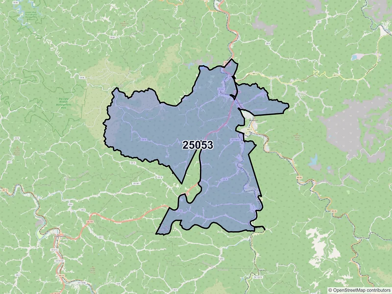 Map of ZIP Code 25053 — Danville, WV