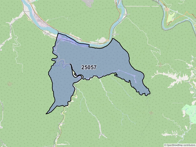 Map of Deep Water, West Virginia and ZIP codes