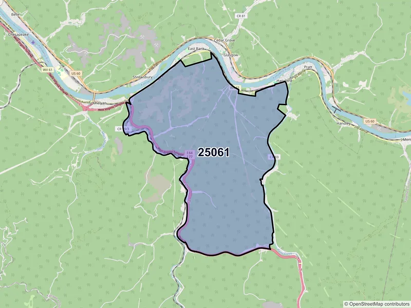 Map of Drybranch, West Virginia and ZIP codes