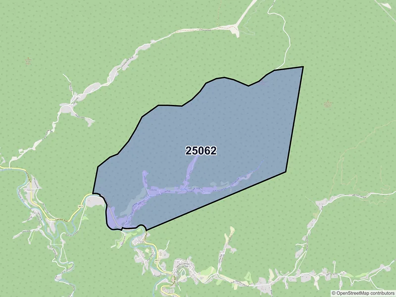 Map of ZIP Code 25062 — Dry Creek, WV