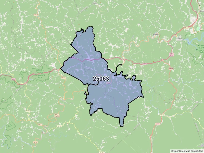 Map of Duck, West Virginia and ZIP codes