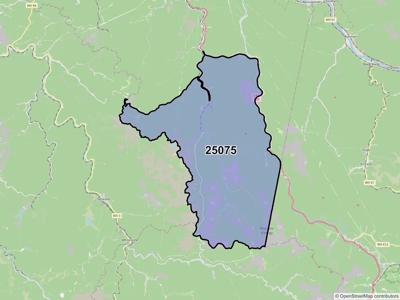 Map of ZIP Code 25075 — Eskdale, WV