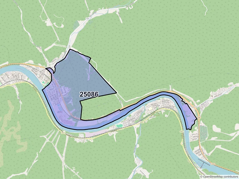Map of Glasgow, West Virginia and ZIP codes