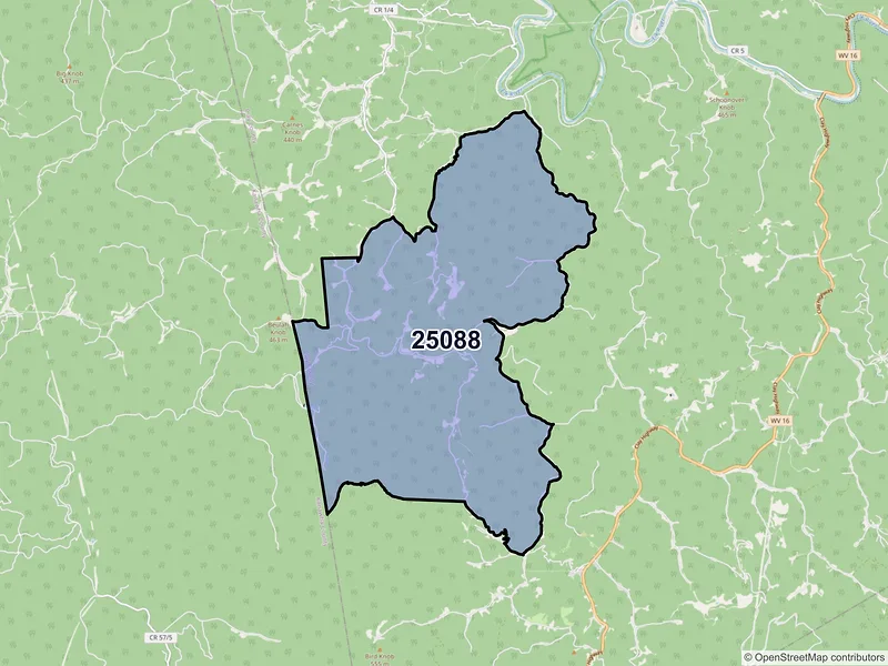 Map of ZIP Code 25088 — Glen, WV