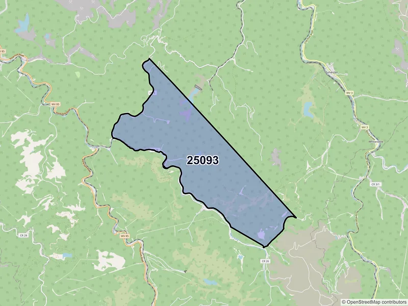 Map of ZIP Code 25093 — Gordon, WV