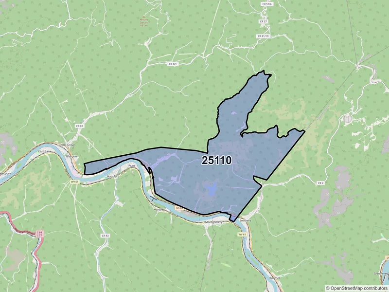 Map of Hugheston, West Virginia and ZIP codes