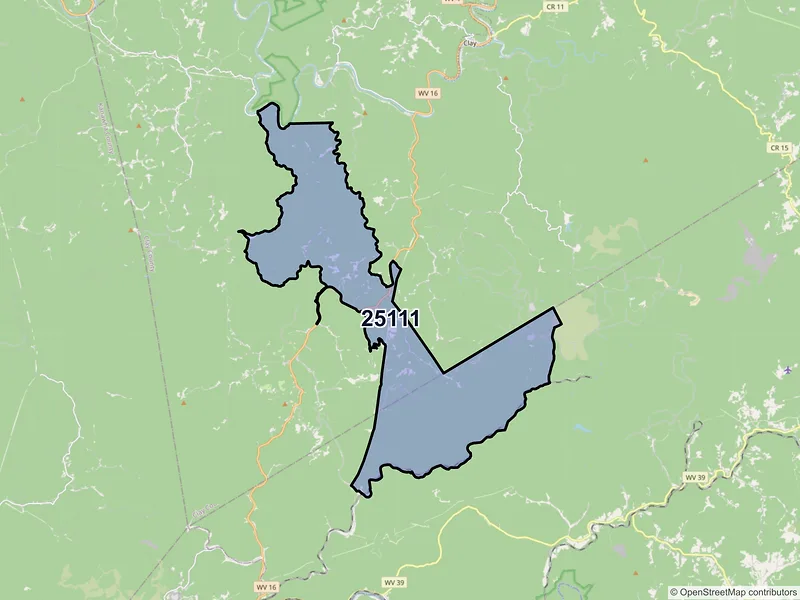 Map of ZIP Code 25111 — Indore, WV