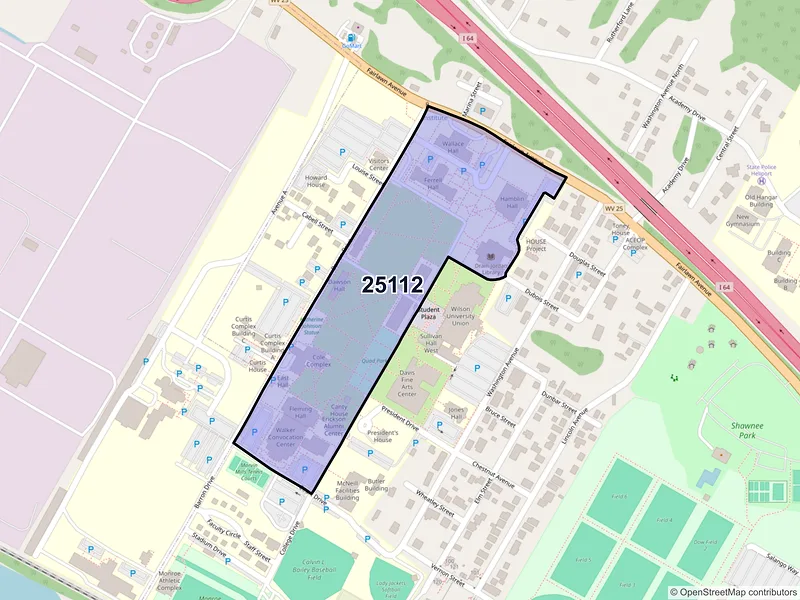 Map of Institute, West Virginia and ZIP codes