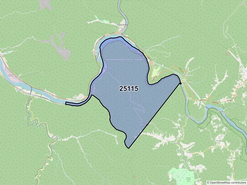 Map of Kanawha Falls, West Virginia and ZIP codes