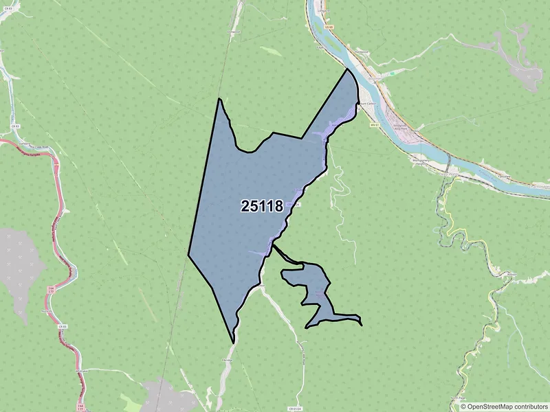 Map of ZIP Code 25118 — Kimberly, WV