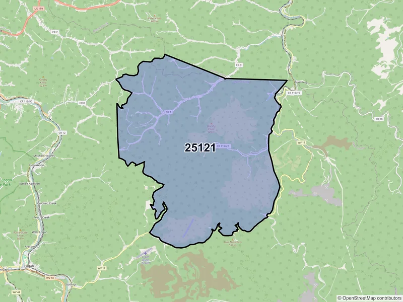 Map of ZIP Code 25121 — Lake, WV