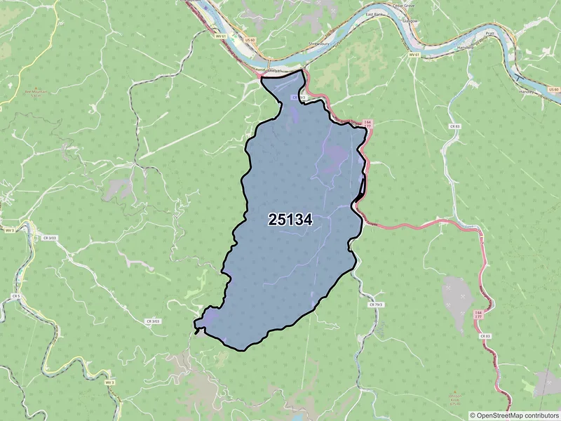 Map of Miami, West Virginia and ZIP codes