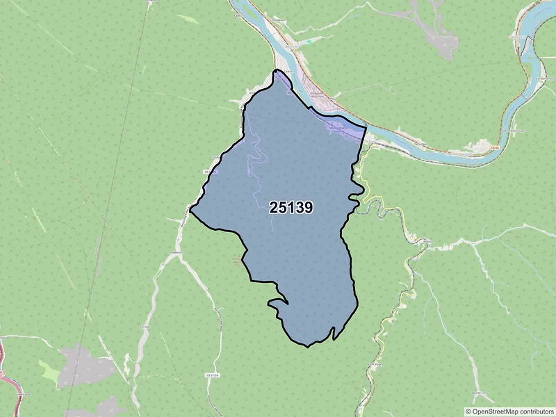 Map of ZIP Code 25139 — Mount Carbon, WV