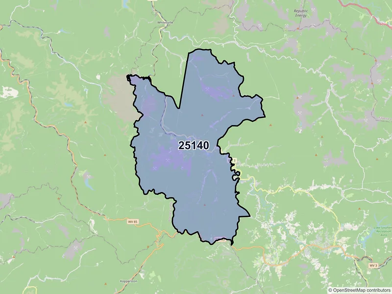 Map of ZIP Code 25140 — Naoma, WV