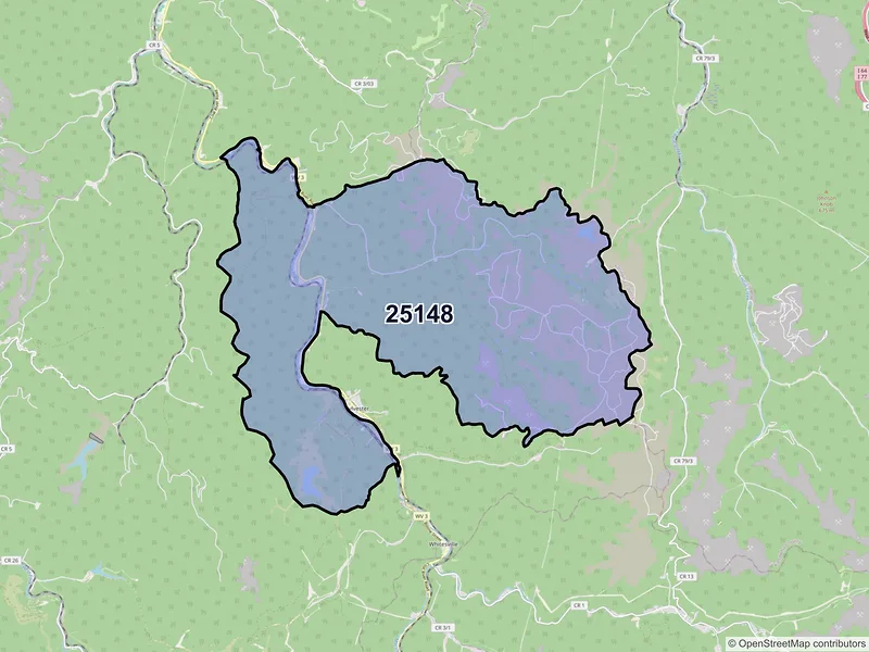 Map of ZIP Code 25148 — Orgas, WV