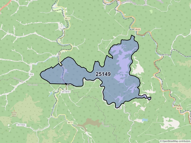 Map of Ottawa, West Virginia and ZIP codes