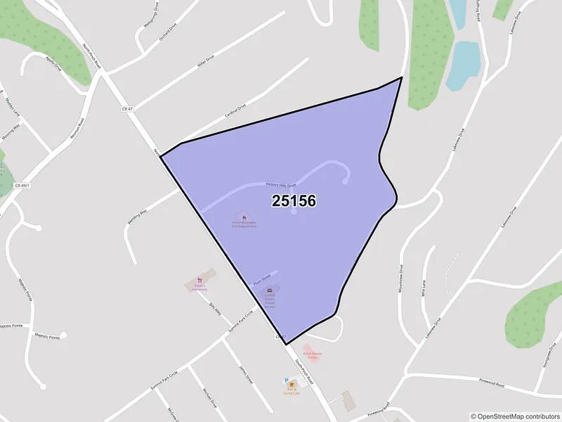 Map of Pinch, West Virginia and ZIP codes