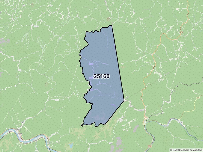 Map of ZIP Code 25160 — Pond Gap, WV