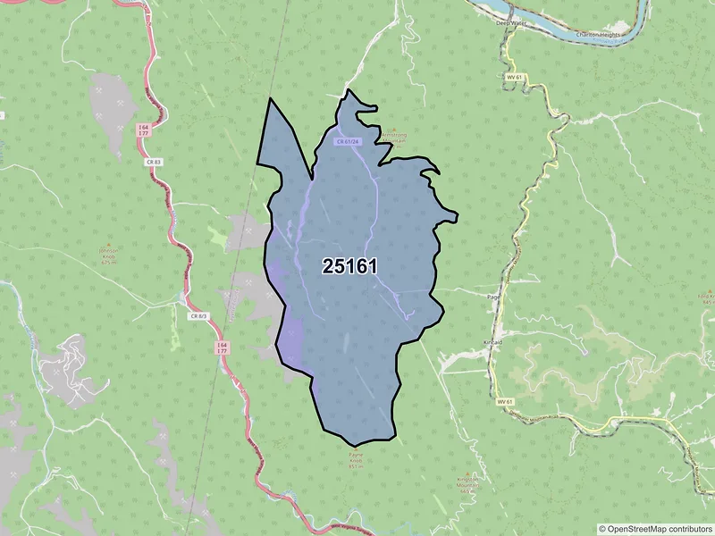 Map of ZIP Code 25161 — Powellton, WV