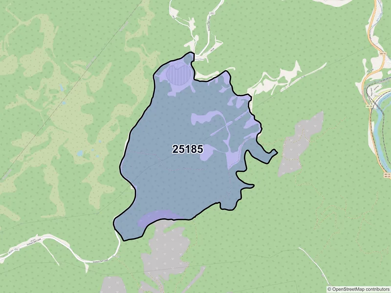 Map of ZIP Code 25185 — Mount Olive, WV