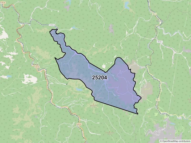 Map of ZIP Code 25204 — Twilight, WV