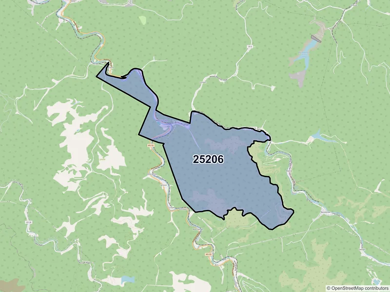 Map of ZIP Code 25206 — Van, WV