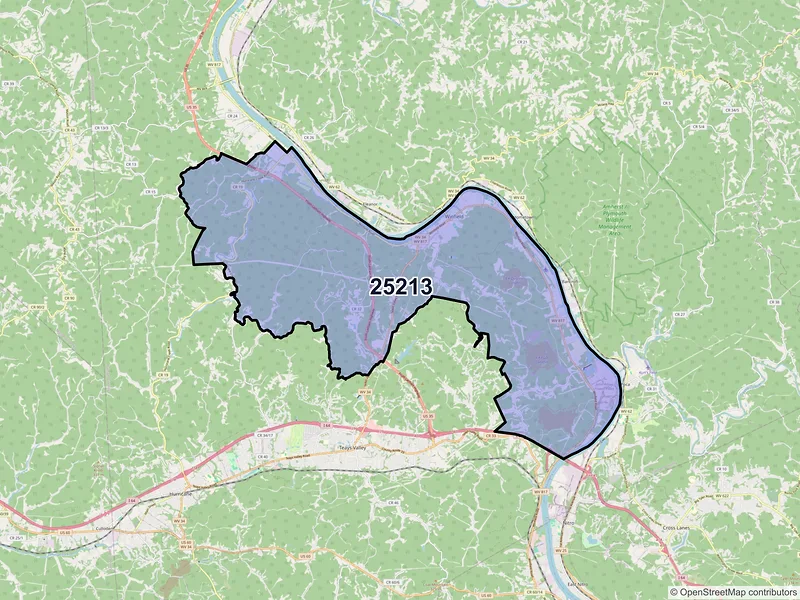 Map of ZIP Code 25213 — Winfield, WV