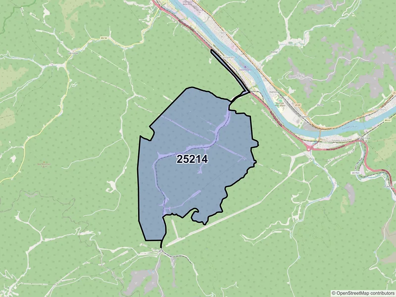 Map of ZIP Code 25214 — Winifrede, WV