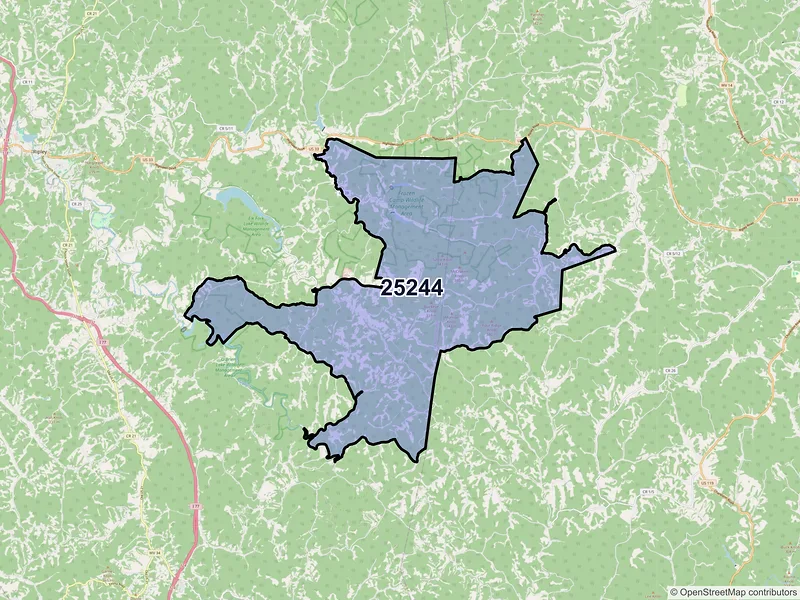 Map of Gay, West Virginia and ZIP codes