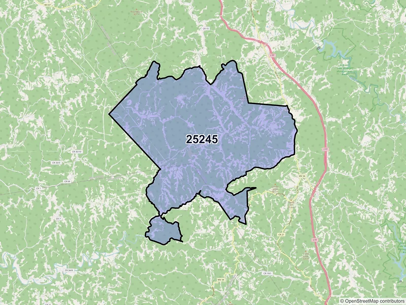 Map of ZIP Code 25245 — Given, WV
