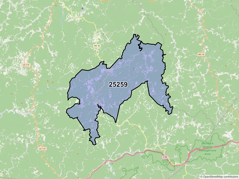 Map of Looneyville, West Virginia and ZIP codes