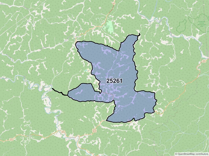 Map of ZIP Code 25261 — Millstone, WV