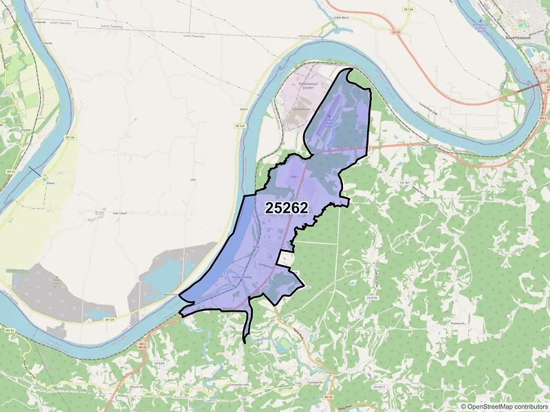 Map of ZIP Code 25262 — Millwood, WV