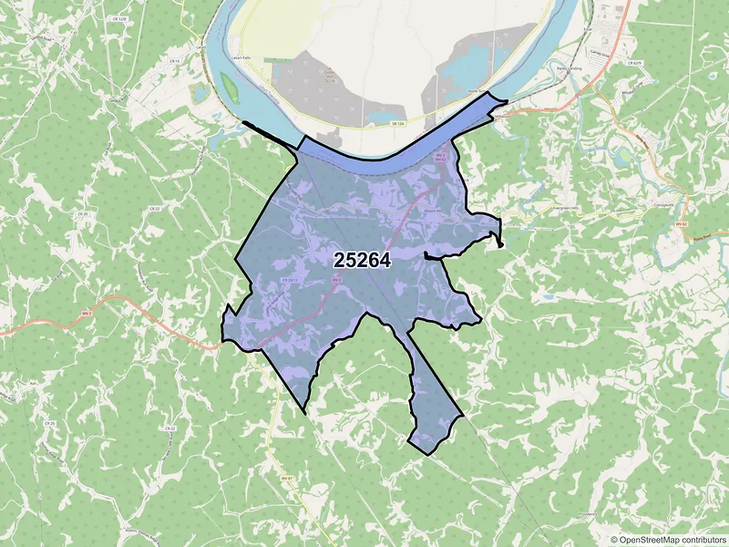 Map of ZIP Code 25264 — Mount Alto, WV