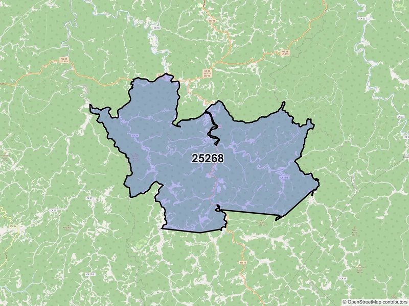 Map of ZIP Code 25268 — Orma, WV