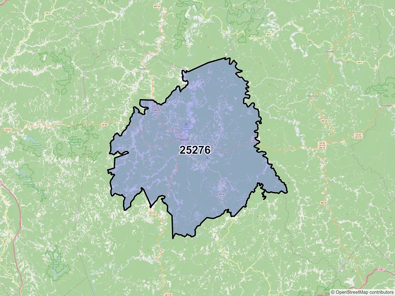 Map of ZIP Code 25276 — Spencer, WV
