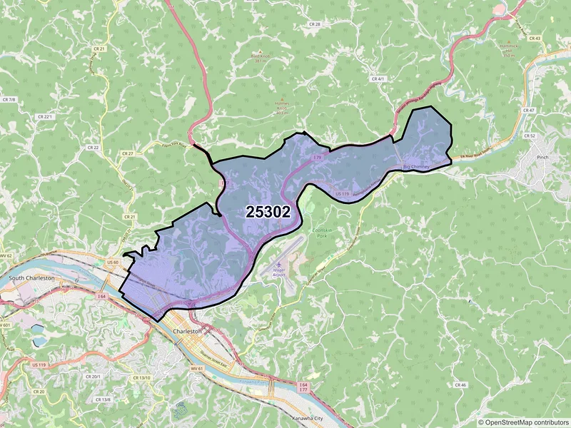 Map of ZIP Code 25302 — Charleston, WV