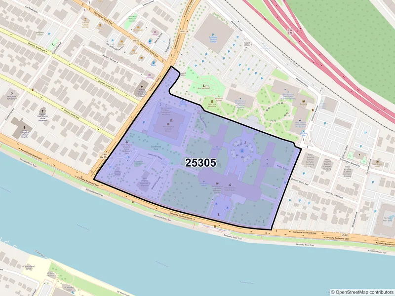 Map of ZIP Code 25305 — Charleston, WV