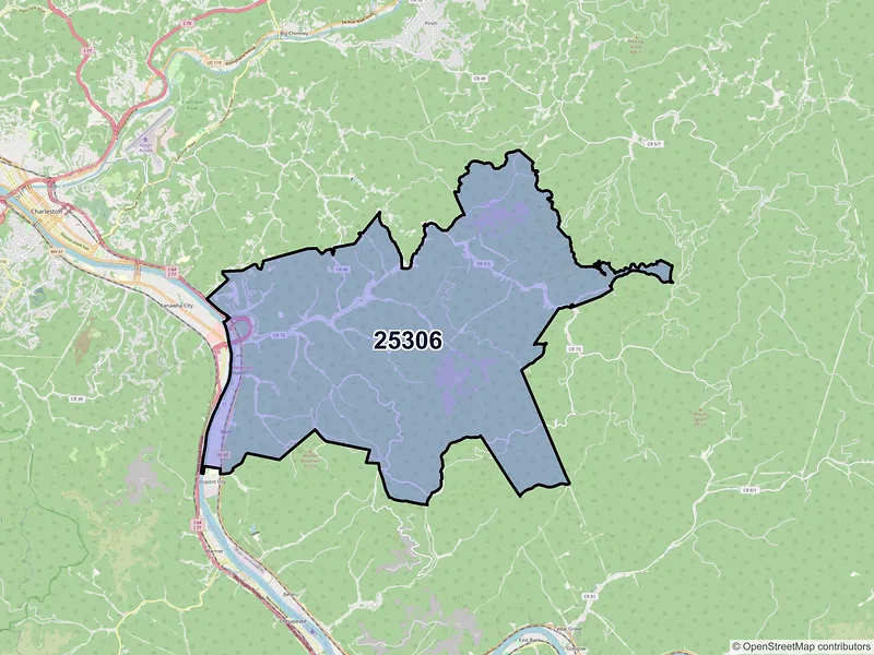 Map of ZIP Code 25306 — Charleston, WV