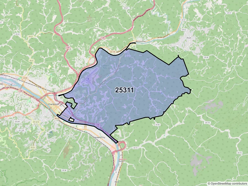 Map of ZIP Code 25311 — Charleston, WV