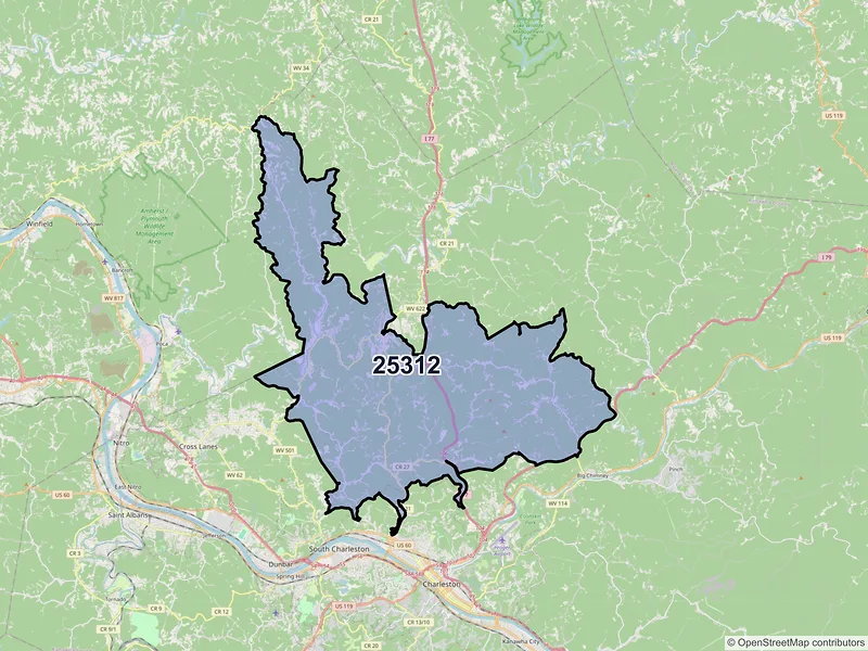 Map of ZIP Code 25312 — Charleston, WV