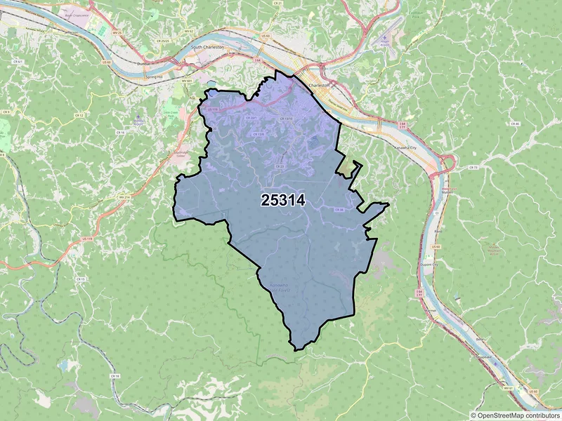Map of ZIP Code 25314 — Charleston, WV