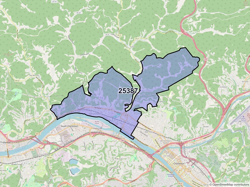 Map of ZIP Code 25387 — Charleston, WV
