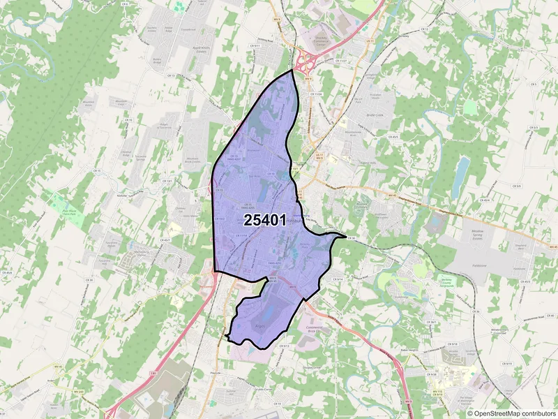 Map of ZIP Code 25401 — Martinsburg, WV